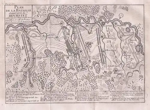 Plan de la Bataille donnee pres de Hochstet - Höchstädt an der Donau Dillingen Schwaben Bayern / Karte map c