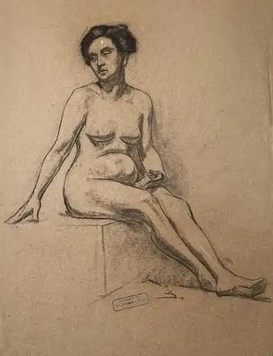 (Portrait einer sitzenden schwangeren Frau / Portrait of a seated pregnant woman) - Akt nude nu Frauenakt
