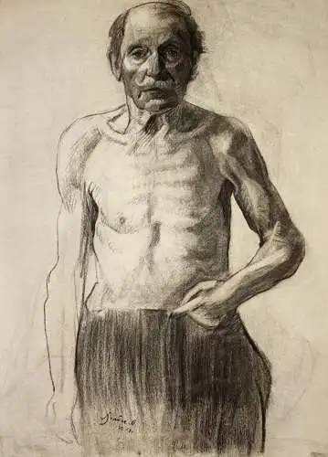 Alter Mann mit nacktem Oberkörper / Portrait of an old man with a naked torso