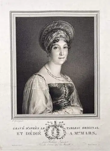 Gravé d'apres le tableau original et dedie a M.lle Mars - Mademoiselle Mars (1779-1847) French actress Schaus