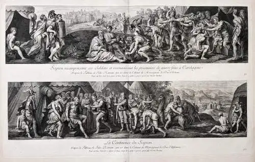 Scipion recompensant ses Soldats et reconnoissant les prisonniers de guerre faits a Carthagene / La Continence