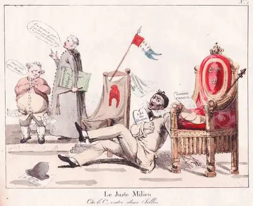 Le just milieu - Juste milieu Centrism politics Politik / France Frankreich / political caricature Karikatur S