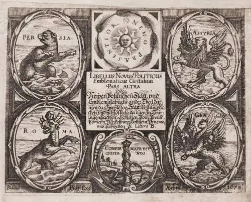 Libellus Novus Politicus Emblematicus Civitatum Pars Altra - Atlas / Schatzkästlein / Titel title / allegory