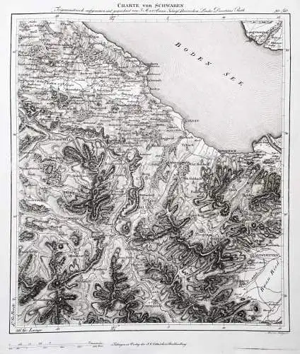 Charte von Schwaben. No. 50 - Bodensee St. Gallen Rorschach Arbon Herisau Boschofszell Appenzell Thal / Schwei