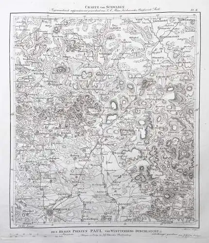 Charte von Schwaben. No. 8 - Wassertrüdingen Oettingen Nördlingen Gunzenhausen Wemding Westheim Wallerstein