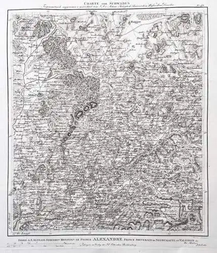 Charte von Schwaben. No. 42 - Wangen Ravensburg Kißlegg Allgäu Waldburg Bad Wurzach Amtzell Neukrich Haslach