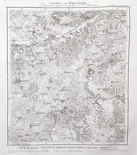 Charte von Wirtemberg. No. 22 - Hechingen Tübingen Rottenburg/Neckar Gomaringen Balingen Haigerloch Burlading