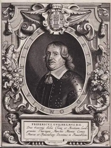 Fridericus Guilhelmus D. G. - Friedrich Wilhelm II Sachsen-Altenburg (1603-1669) Herzog Portrait / Wappen