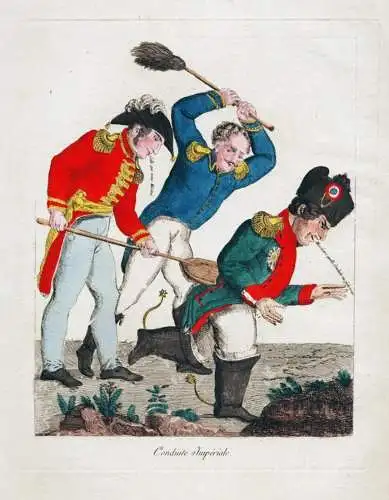 Conduite imperiale - Napoleon Bonaparte Duke of Wellington General Blücher Battle of Waterloo Satire / carica