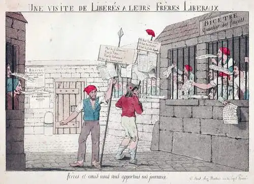 Une visite de liberes a leurs freres liberaux - French Revolution francaise / caricature Karikatur Satire cart