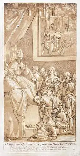 l'Empereur Henry IV aux pieds du Paper Gregoire VII. - Emperor Henry V Pope Gregory VII in Canossa