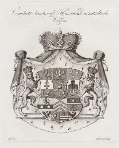 Vermehrtes landgräfl. Hessen-Darmstädtische Wappen - Hessen-Darmstadt Wappen Adel coat of arms blason crest