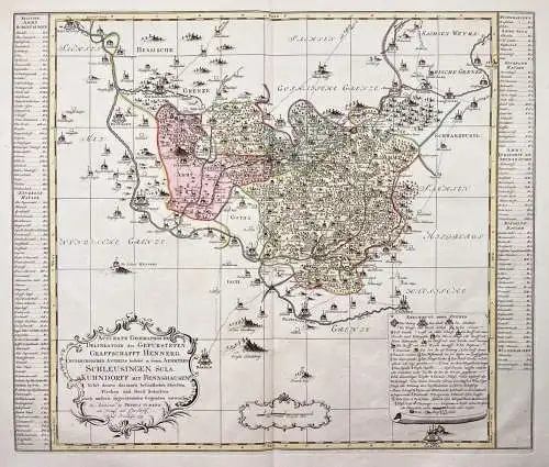 Accurate geographische Delineation der Gefürsteten Graffschafft Hennerg, chursaechsischen Antheils bestehet i