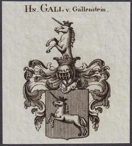 Hn. Gall v. Gallenstein -  Wappen Adel
