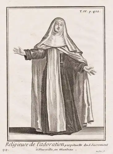 Religieuse de l'Adoration perpetuelle du S. Sacrament a Marseille, en Manteau - Ordre des Adoratrices perpétu