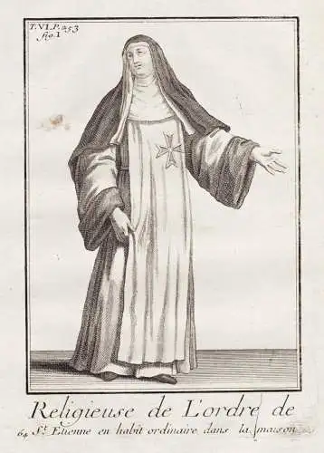 Religieuse de l'Order de St. Etienne en habit ordinaire dans la maison - nun Nonne / Ordre de Saint-Étienne O