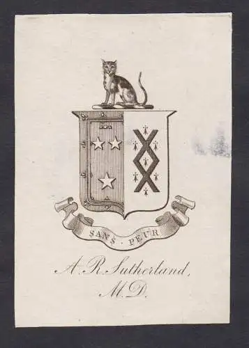 A. R. Sutherland M. D. - physician Arzt medicine Medizin medical doctor docteur / Exlibris ex-libris Ex Libris