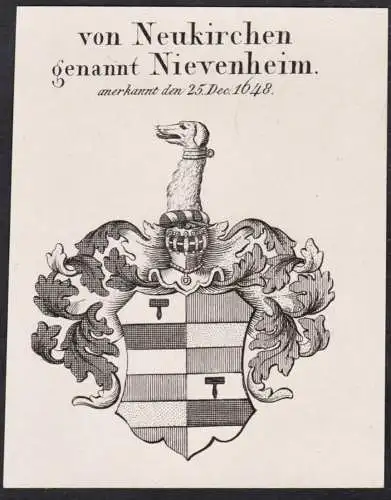 von Neukirchen genannt Nievenheim -  Wappen Adel