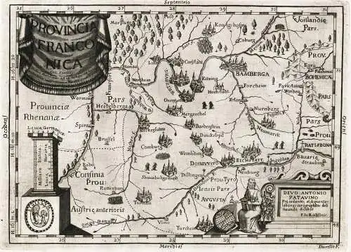 Provincia Franconica cum confiniis - Franken Nürnberg Würzburg Eichstätt Neckarsulm Bayern Bavaria / Kapuzi