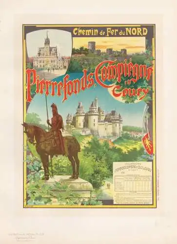 Affiche pour la C.ie du Nord: Pierrefonds (Plate 218) - Eisenbahn railways chemin de fer / poster Plakat Art N