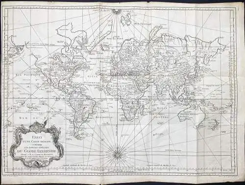 Essay d'une Carte Reduite contenant les Parties Connuees du Globe Terrestre - World map Weltkarte Mappemonde