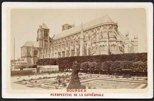 Bourges - Perspective de la Cathedrale- Bourges Centre-Val-Loire / CDV Foto Photo vintage photograph