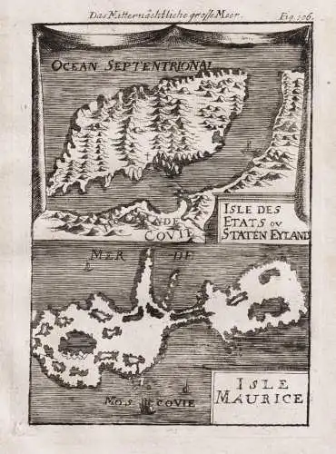 Isle des Etats ou Staten Eyland / Isle Maurice - Mestniy island Dolgi island Kara Barents Sea Russia map Karte