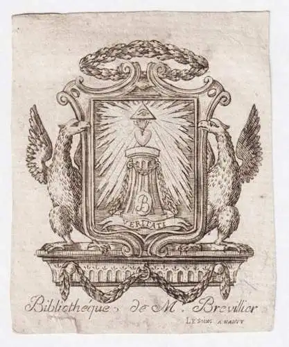 Bibliotheque de M. Brevillier - Stanislas Brevillier (?-1793) Lorraine Nancy conseiller du roi / armorial book