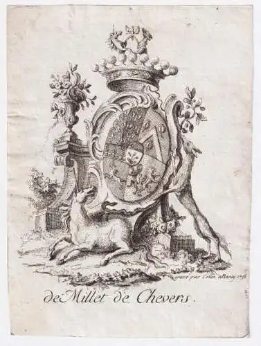 de Millet de Chevers - Cl. Fr. Millet de Chevers Lorraine / armorial bookplate Exlibris ex-libris Ex Libris /