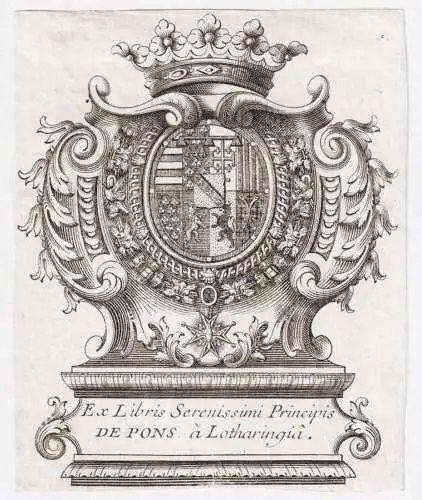 Ex Libris Serenissimi Principis de Pons a Lotharingia - Charles-Louis de Lorraine (1696-1755) Prince de Mortag