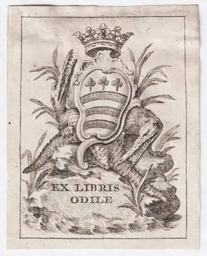 Ex Libris Odile - Odile de Mannecourt Lorraine Marquis / armorial bookplate Exlibris ex-libris Ex Libris / Wap