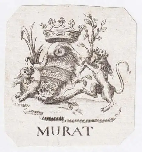 Murat - Louis Murat de l'Estang militaire Maine Marquis / armorial bookplate Exlibris ex-libris Ex Libris / Wa