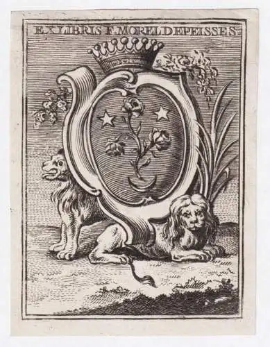 Ex Libris F. Morel Depeisses - Francois Morel d'Epeisses (1724-1778) homme de loi Lyonnais Lyon / armorial boo