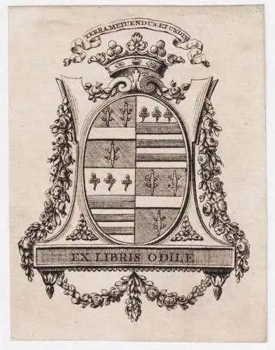 Ex Libris Odile - Odile de Mannecourt Lorraine Marquis / armorial bookplate Exlibris ex-libris Ex Libris / Wap