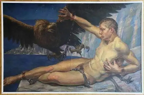 Nackter Prometheus mit Adler. / Nude Prometheus with eagle.