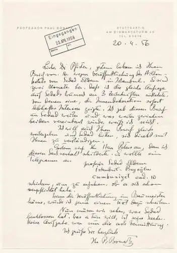 Eigh. Brief mit Unterschrift. (20.4.56)