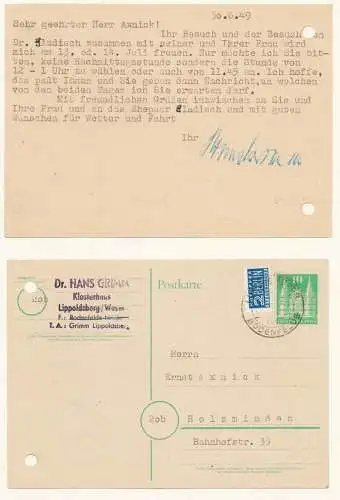 Postkarte mit Unterschrift. (30.6.49)