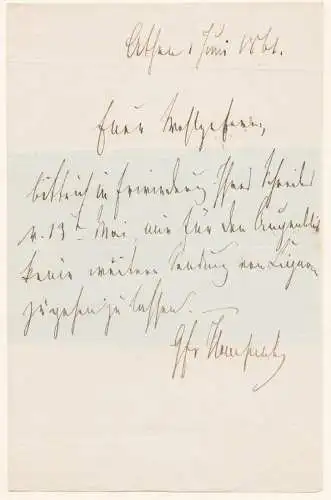 Eigh. Brief mit Unterschrift. (Athen, Juni 1861)