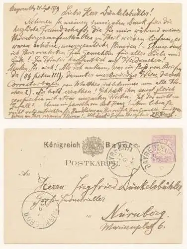 Eigh. Postkarte mit Unterschrift. (Bayreuth, 21.