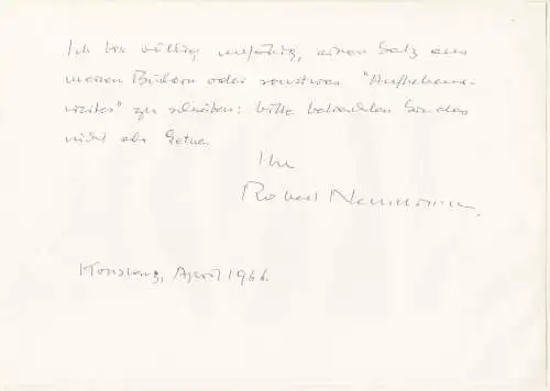 Eigh. Brief mit Unterschrift. (Konstanz, April 1966)