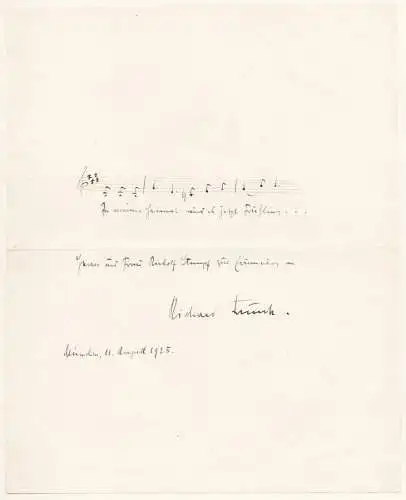 Eigh. musikalisches Albumblatt mit Unterschrift. (München, 11 August 1925)