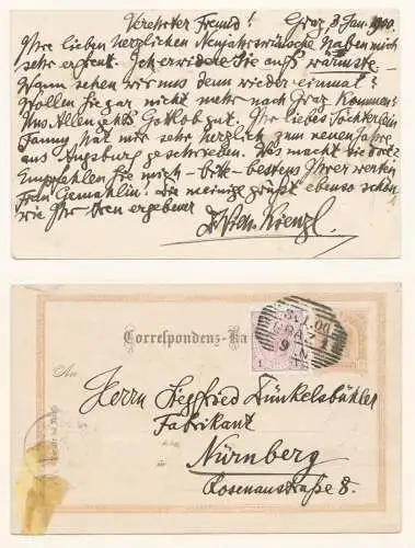 Eigh. Postkarte mit Unterschrift. (Graz, 3.