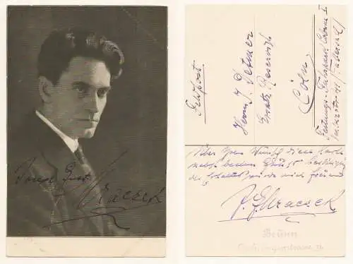 Eigh. Foto-Postkarte mit Unterschrift und zusätzl. Namenszug auf Vorderseite. (Brünn, o.J.)