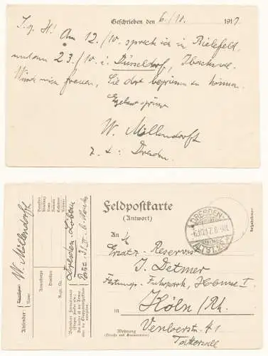 Eigh. Postkarte mit Unterschrift. (6.10.1917)
