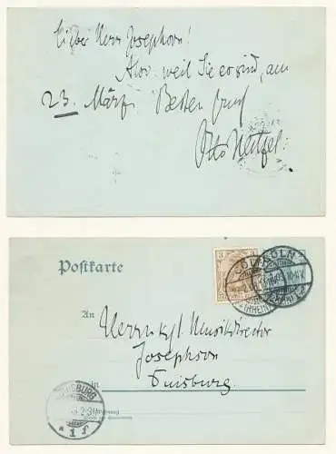 Eigh. Postkarte mit Unterschrift. (Stempel vom 27.2.1903)