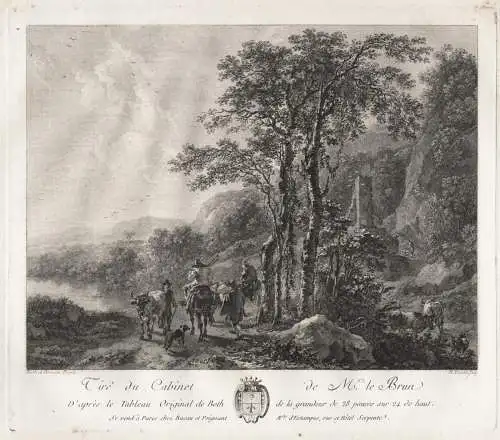 (Landscape with travelers and a shepherd) - Landschaft paysage / Reisende voyageurs Hirte