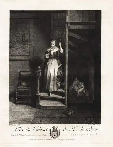 (Woman eavesdropping) - maid Dienstmädchen / love affair Liebesaffäre