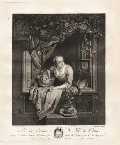 (A female cook) - Köchin / Taube pigeon