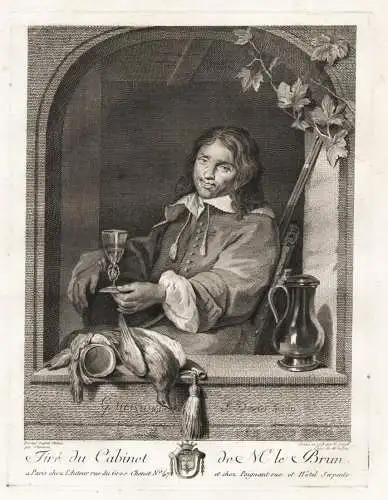 (Portrait of a man holding a glass) - Mann homme / pigeon dove Taube