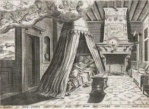 Quattuor ex somno praedicit regna futuri seculi... - Daniel and his vision / bed dream / Bible Bibel